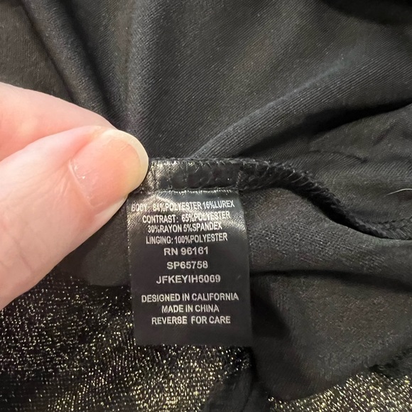 BeBop Women’s Black and Metallic Gold Zigzag Print Fit & Flare Sleeveless Dress - Picture 6 of 6